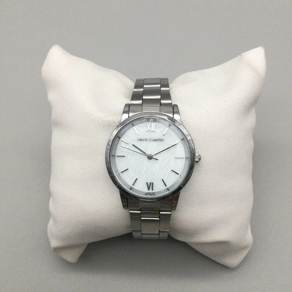 Vince Camuto Womens Watch 32mm White MOP Dial Silver Tone Stainless 7.25